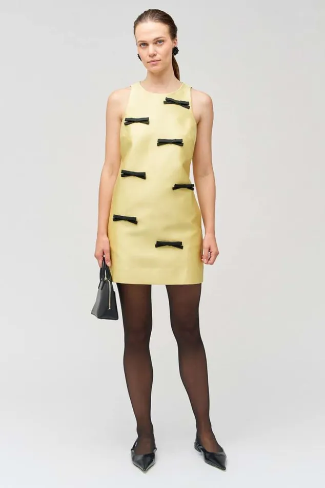 Oroton Dresses Bow Detail Shift Dress Lemon Zest 8211 Women