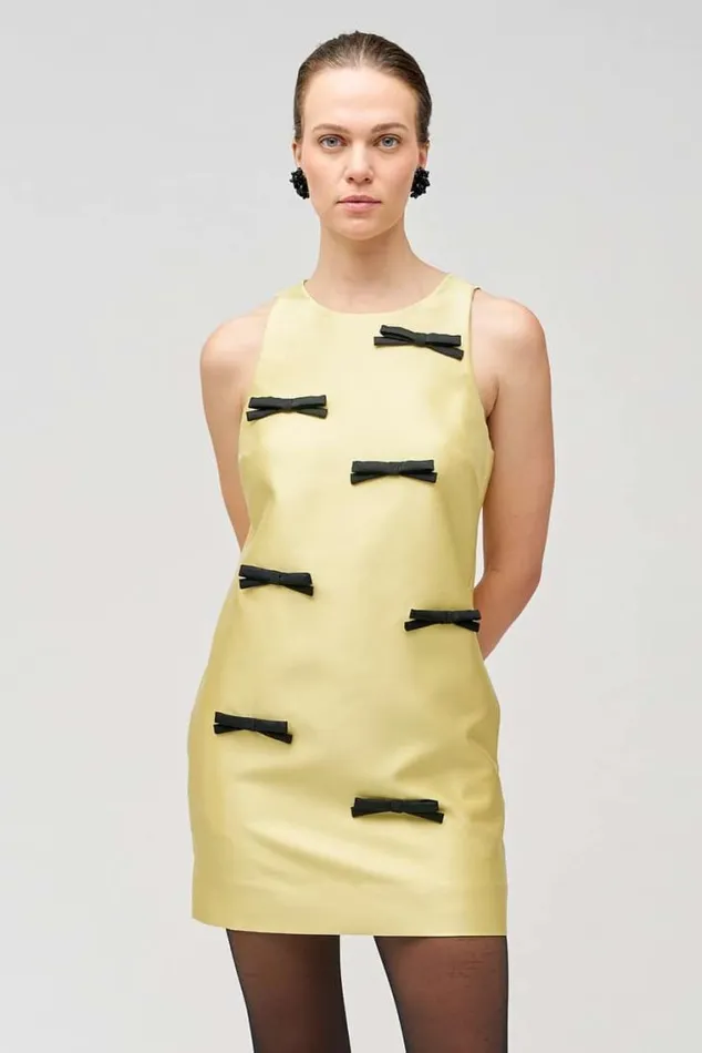 Oroton Dresses Bow Detail Shift Dress Lemon Zest 8211 Women