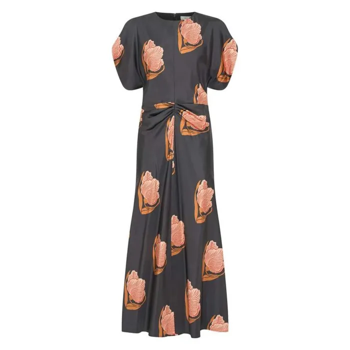 Oroton Dresses Linear Tulip Print Dress Black 8211 Women