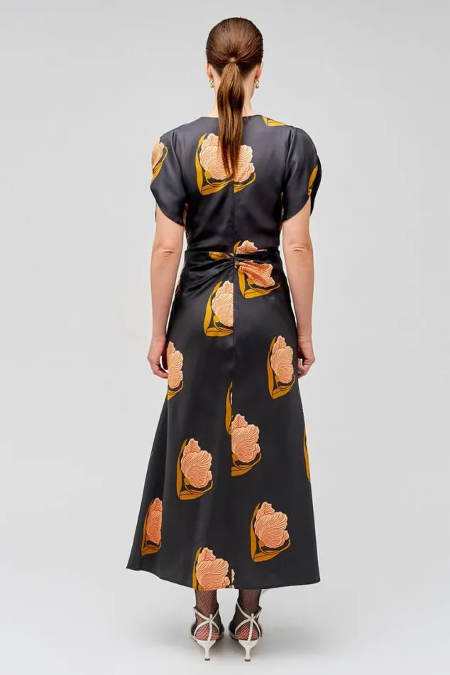 Oroton Dresses Linear Tulip Print Dress Black 8211 Women