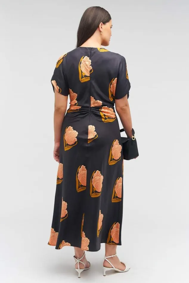 Oroton Dresses Linear Tulip Print Dress Black 8211 Women