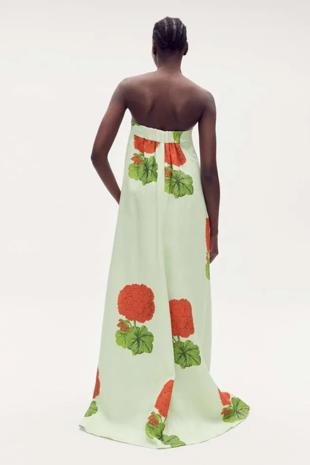 Oroton Dresses Posie Geranium Print Gown Sea Spray 8211 Women
