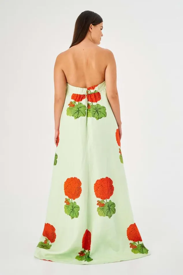 Oroton Dresses Posie Geranium Print Gown Sea Spray 8211 Women