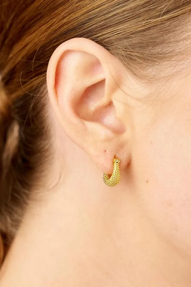 Oroton Earrings Caterina Textured Huggie 18k Gold 8211 Jewellery