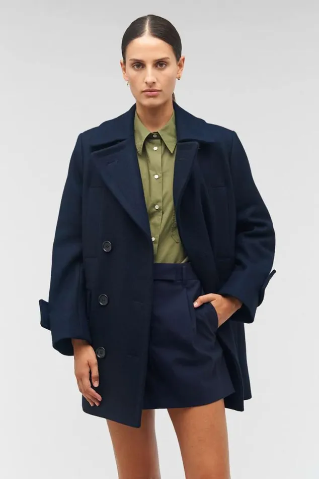 Oroton Jackets and Outerwear Double Breasted Pea Coat North Sea 8211 Women