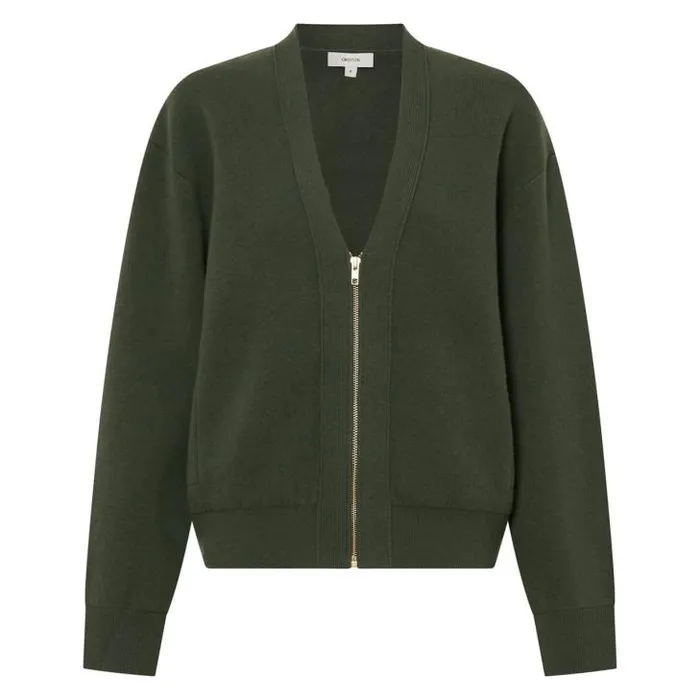 Oroton Knitwear Knit Bomber Green Olive 8211 Women