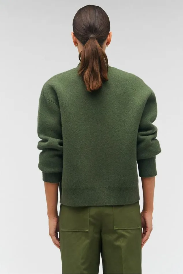 Oroton Knitwear Knit Bomber Green Olive 8211 Women