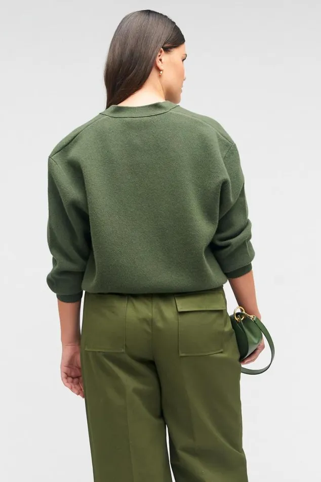 Oroton Knitwear Knit Bomber Green Olive 8211 Women