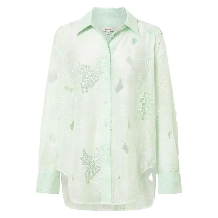 Oroton Tops Lace Overshirt Sea Spray 8211 Women