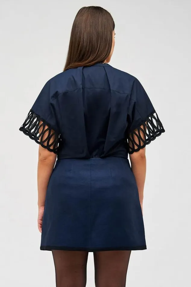 Oroton Tops Lace Trim Blouse North Sea 8211 Women