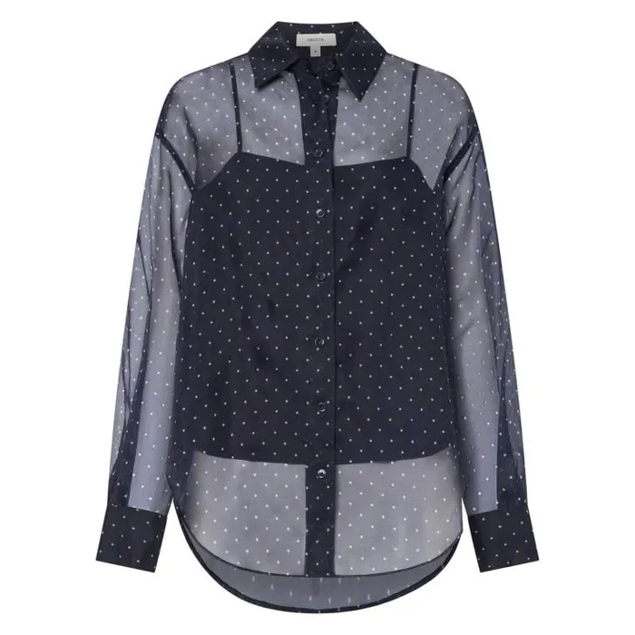 Oroton Tops Pindot Print Overshirt North Sea 8211 Women