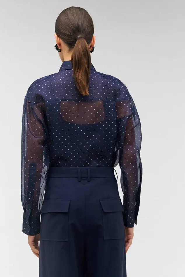 Oroton Tops Pindot Print Overshirt North Sea 8211 Women