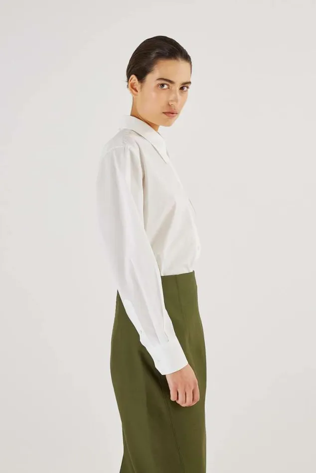 Oroton Tops Poplin Long Sleeve Shirt White 8211 Women