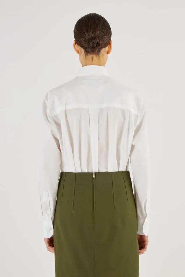 Oroton Tops Poplin Long Sleeve Shirt White 8211 Women