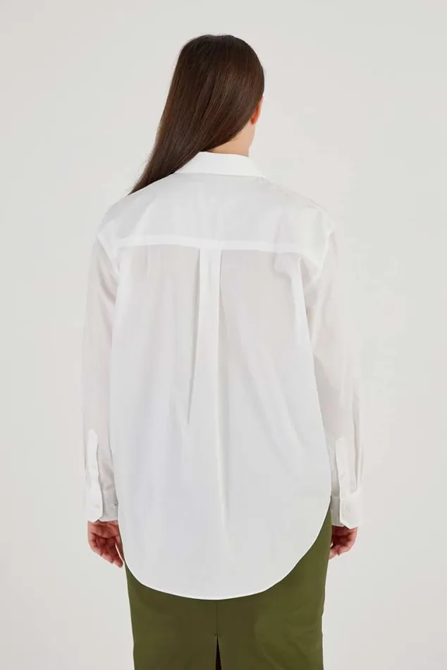 Oroton Tops Poplin Long Sleeve Shirt White 8211 Women