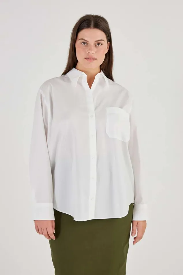 Oroton Tops Poplin Long Sleeve Shirt White 8211 Women