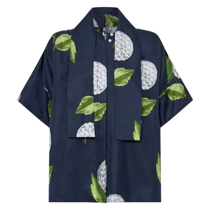 Oroton Tops Snowdrop Print Blouse North Sea 8211 Women