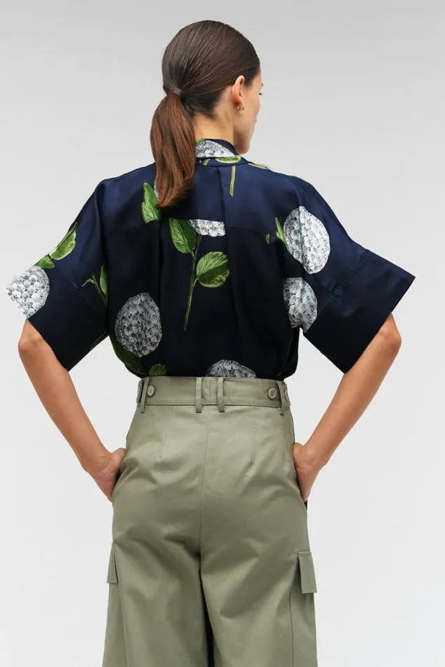 Oroton Tops Snowdrop Print Blouse North Sea 8211 Women