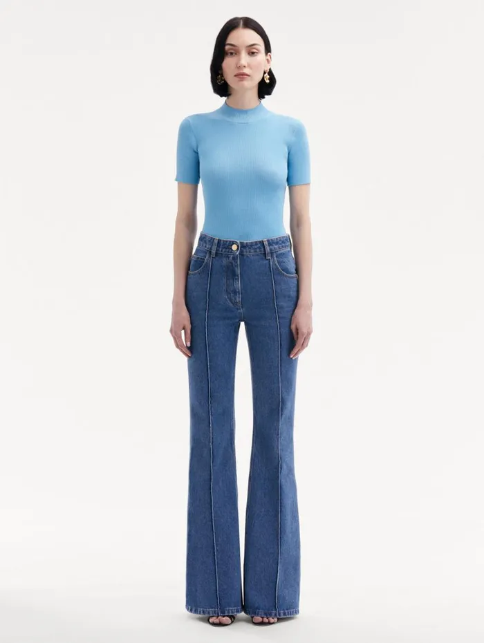 Oscar De La Renta Boot Cut Jeans Blue Women Pants and Skirts Oscar De La Renta Boot Cut Jeans Blue Women Pants and Skirts