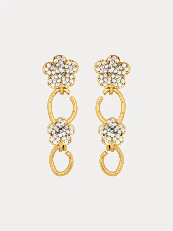 Oscar De La Renta Crystal Flower O Drop Earrings Crystal Women Earrings
