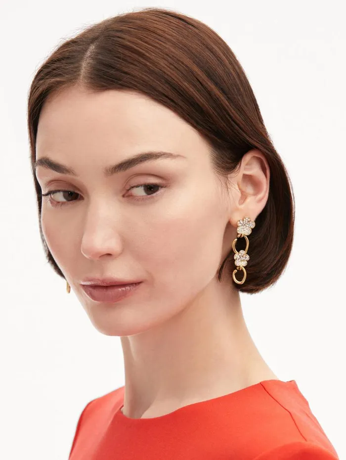 Oscar De La Renta Crystal Flower O Drop Earrings Crystal Women Earrings