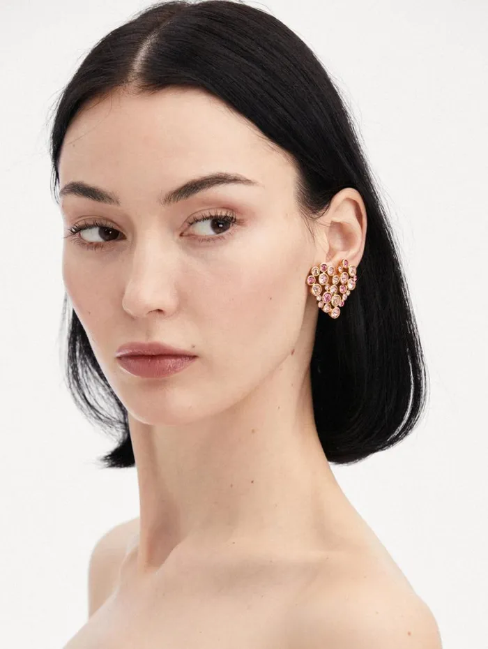 Oscar De La Renta Crystal Heart ClipOn Earrings Rose Gold Multi Women Earrings Oscar De La Renta Crystal Heart ClipOn Earrings Rose Gold Multi Women Earrings