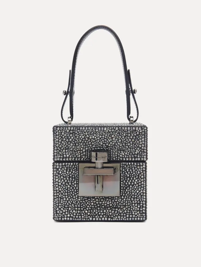 Oscar De La Renta Crystal Pav Alibi Cube Graphite Women Handbags