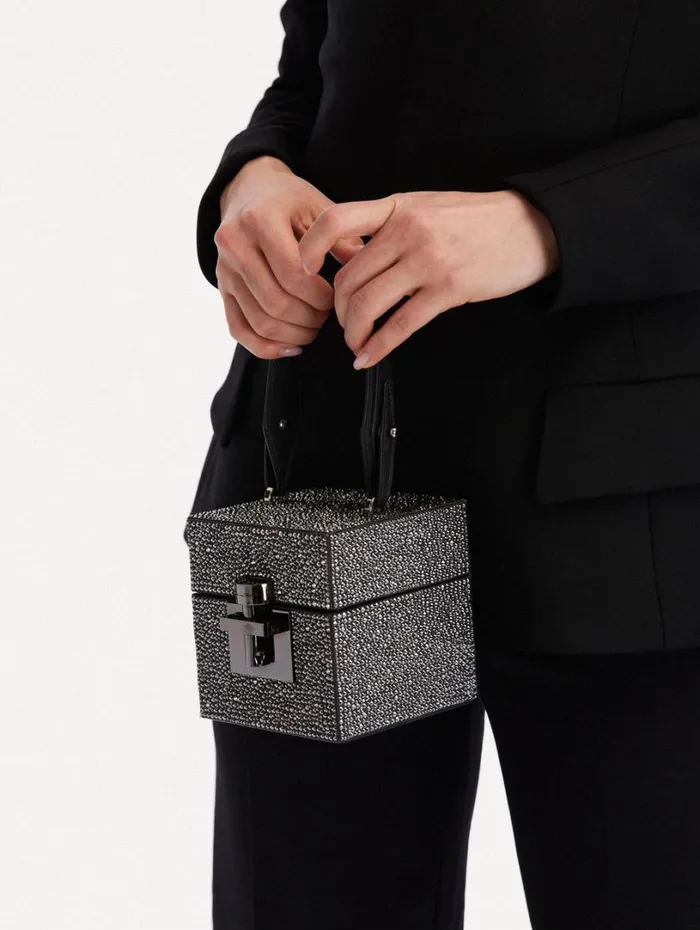 Oscar De La Renta Crystal Pav Alibi Cube Graphite Women Handbags Oscar De La Renta Crystal Pav Alibi Cube Graphite Women Handbags