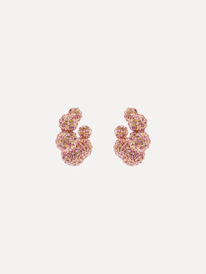 Oscar De La Renta Crystal Sphere Hoop Earrings Rose Women Earrings