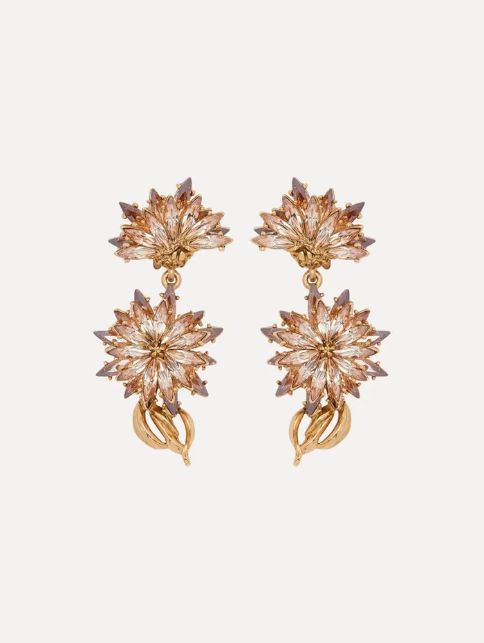 Oscar De La Renta Dandelion Drop ClipOn Earrings Rose Women Earrings