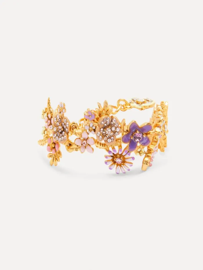 Oscar De La Renta Enamel Flower Garden Bracelet Pink Multi Women Bracelets