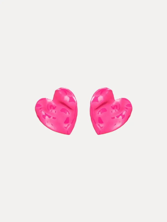 Oscar De La Renta Enamel Heart Earrings Fuchsia Women Earrings