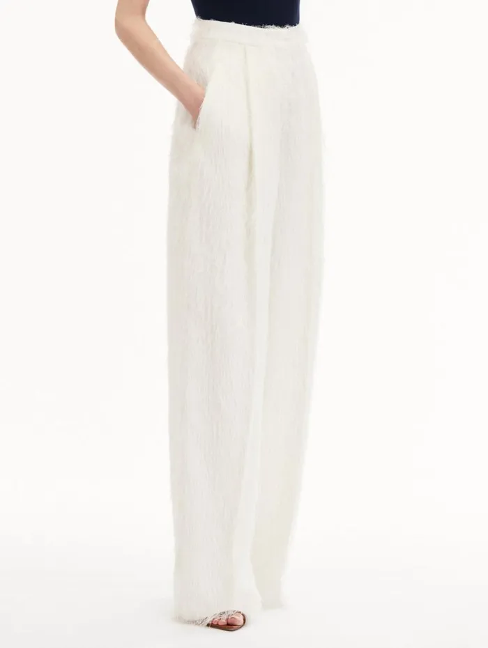 Oscar De La Renta Fringe Fil Coup Wide Leg Pant Ivory Women Pants and Skirts Oscar De La Renta Fringe Fil Coup Wide Leg Pant Ivory Women Pants and Skirts