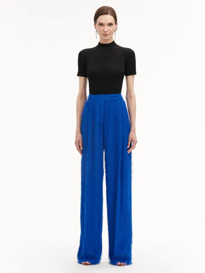 Oscar De La Renta Fringe Fil Coup Wide Leg Pant Lapis Women Pants and Skirts
