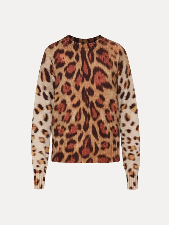 Oscar De La Renta Jaguar Ombr Pullover Beige Multi Women Blouses and Knits