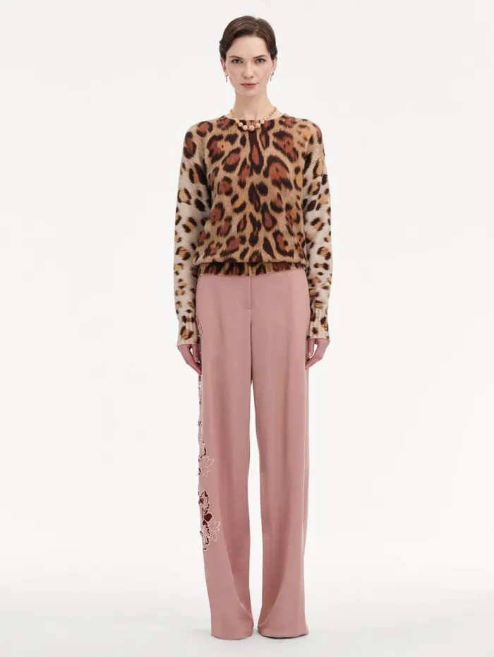 Oscar De La Renta Jaguar Ombr Pullover Beige Multi Women Blouses and Knits