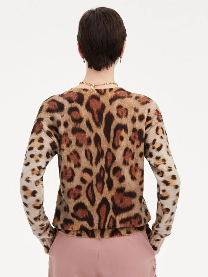 Oscar De La Renta Jaguar Ombr Pullover Beige Multi Women Blouses and Knits