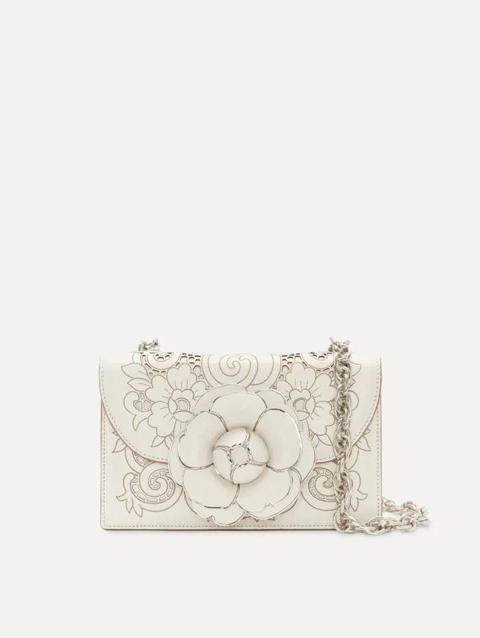 Oscar De La Renta Laser Cut TRO Bag Ivory Women Handbags