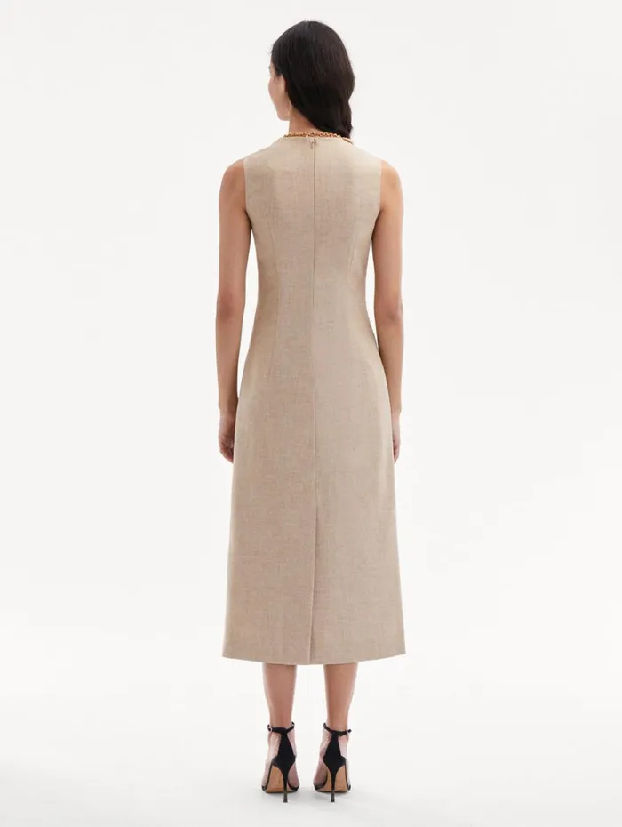 Oscar De La Renta Marbled Carnation Canvas Pencil Dress Linen Red Women Dresses Oscar De La Renta Marbled Carnation Canvas Pencil Dress Linen Red Women Dresses