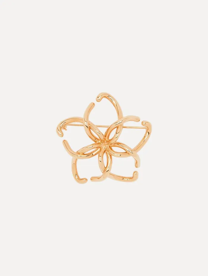 Oscar De La Renta O Flower Brooch Gold Women Brooches and Hair Accessories