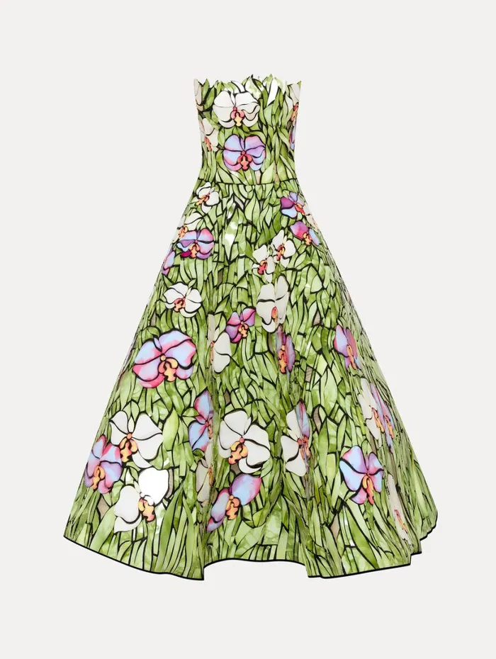 Oscar De La Renta Orchid Mosaic Cocktail Dress Multi Women Dresses