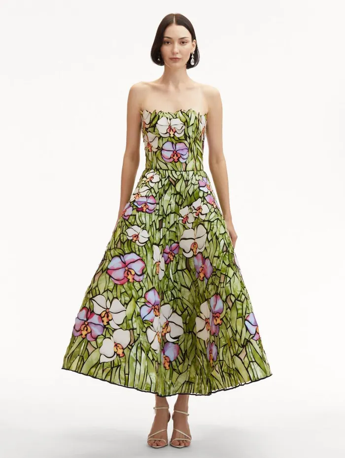 Oscar De La Renta Orchid Mosaic Cocktail Dress Multi Women Dresses Oscar De La Renta Orchid Mosaic Cocktail Dress Multi Women Dresses