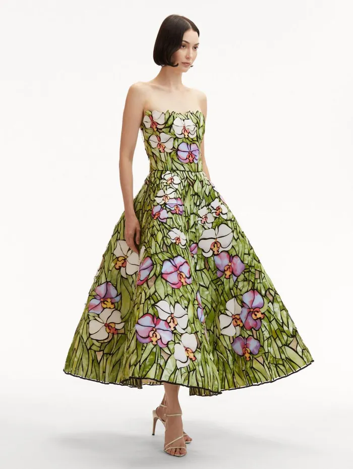 Oscar De La Renta Orchid Mosaic Cocktail Dress Multi Women Dresses Oscar De La Renta Orchid Mosaic Cocktail Dress Multi Women Dresses