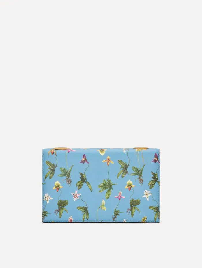 Oscar De La Renta Orchid Printed TRO Bag Powder Blue Women Handbags Oscar De La Renta Orchid Printed TRO Bag Powder Blue Women Handbags