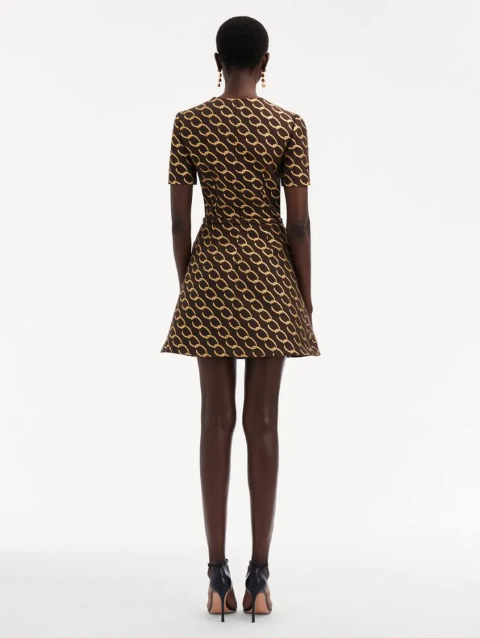 Oscar De La Renta Oscar ChainLink Jacquard Dress Cafe Gold Women Dresses Oscar De La Renta Oscar ChainLink Jacquard Dress Cafe Gold Women Dresses