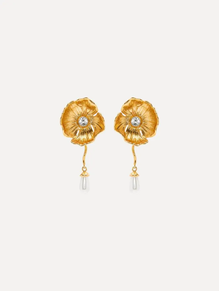 Oscar De La Renta Pearl Drop Flower Earrings Pearl Women Earrings