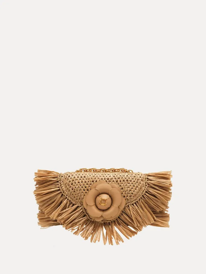 Oscar De La Renta Raffia Fringe TRO Bag Natural Women Handbags