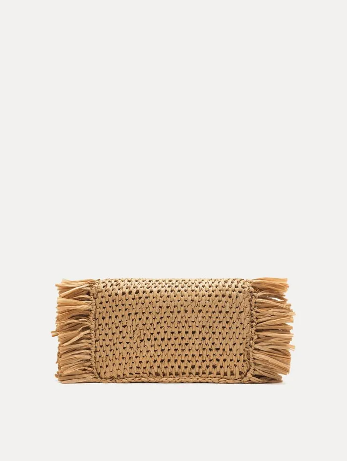 Oscar De La Renta Raffia Fringe TRO Bag Natural Women Handbags