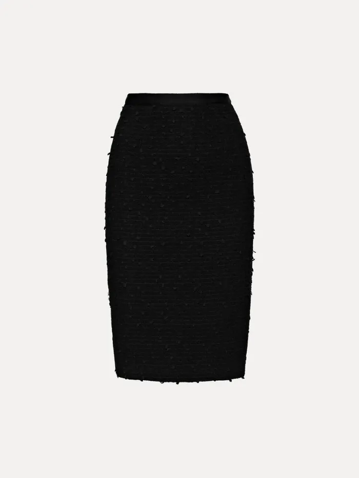 Oscar De La Renta Ribbon Tweed Pencil Skirt Black Women Pants and Skirts