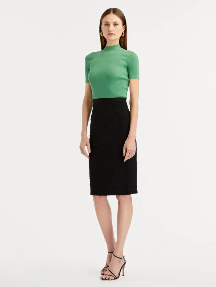 Oscar De La Renta Ribbon Tweed Pencil Skirt Black Women Pants and Skirts Oscar De La Renta Ribbon Tweed Pencil Skirt Black Women Pants and Skirts